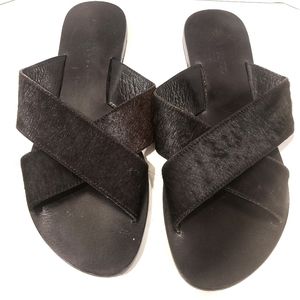 Tony Bianco Black Pony hair criss-cross Slides 41